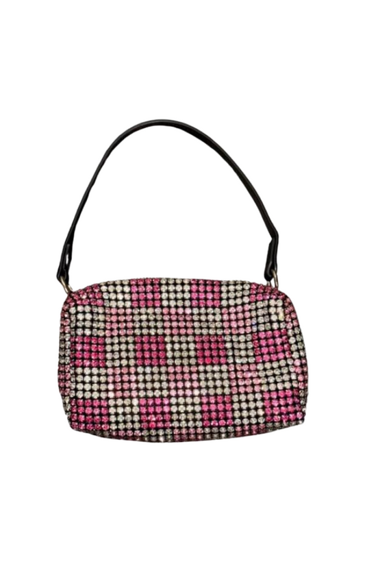 Pink Check Crystal Bag