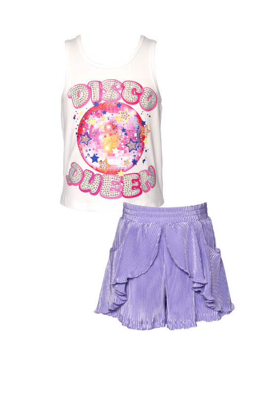 Disco Top & Pleated Ruffle Shorts