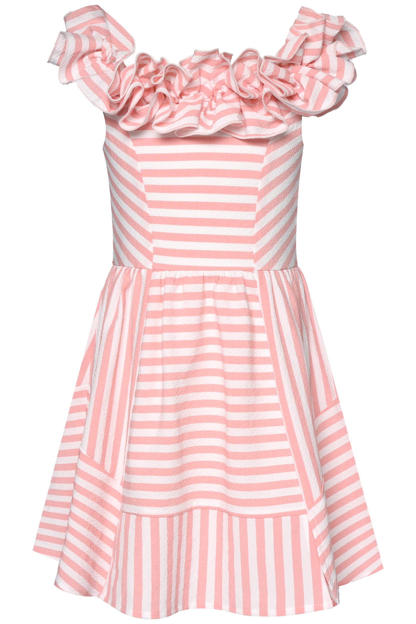 Shoulder Ruffle Stripe Dress